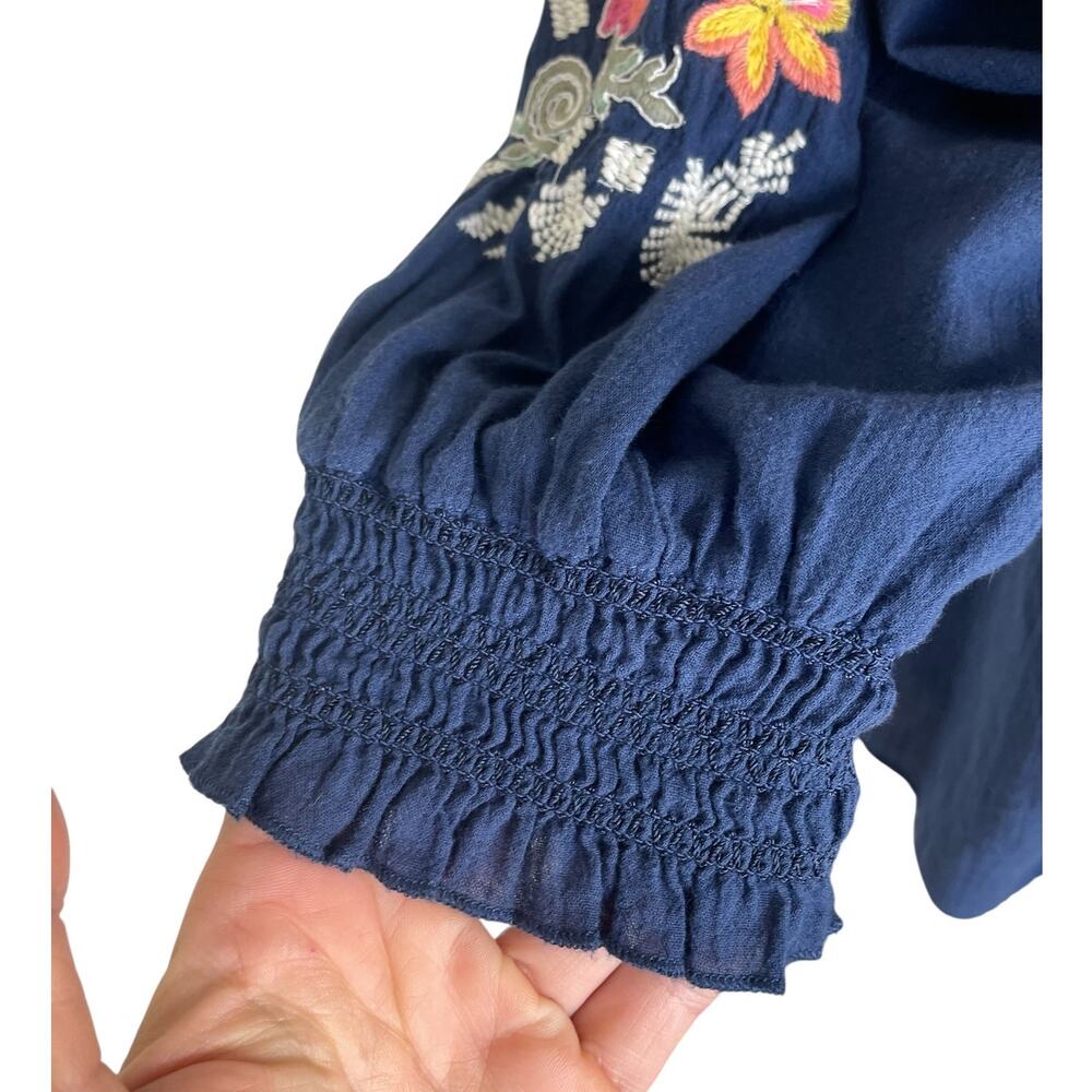 Sundance Cotton Gauze Embroidered Peasant Top Blue Size Small Boho Indie Cottage - Picture 6 of 10